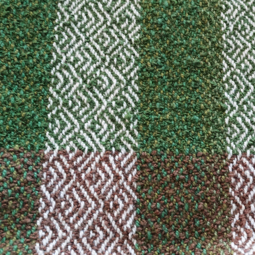 Green & White Boucle Towel - Brown Stripe, www.skyloomweavers.com