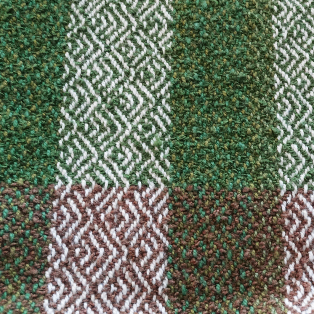 Green & White Boucle Towel - Brown Stripe, www.skyloomweavers.com