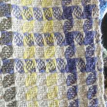 Load image into Gallery viewer, Rainbow Pinwheels Towel - Purple &amp; Green, www.skyloomweavers.com
